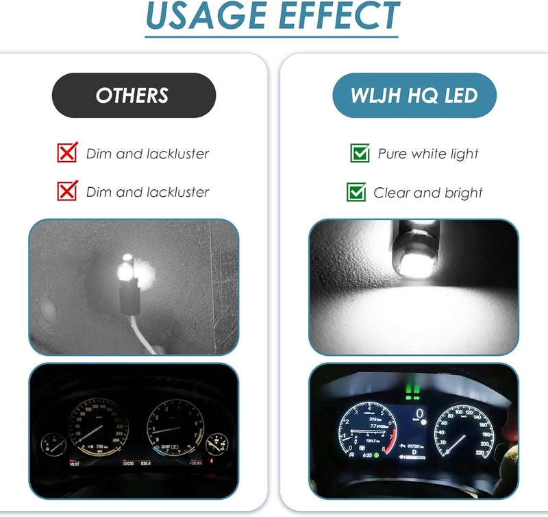 TNJPSEK 30 Sets T5 LED Instrument Cluster Bulbs with Twist Socket, Dash LED Lights for Automotive Panel Gauge Shift Indicator Map Dome (White Light) - Image 4